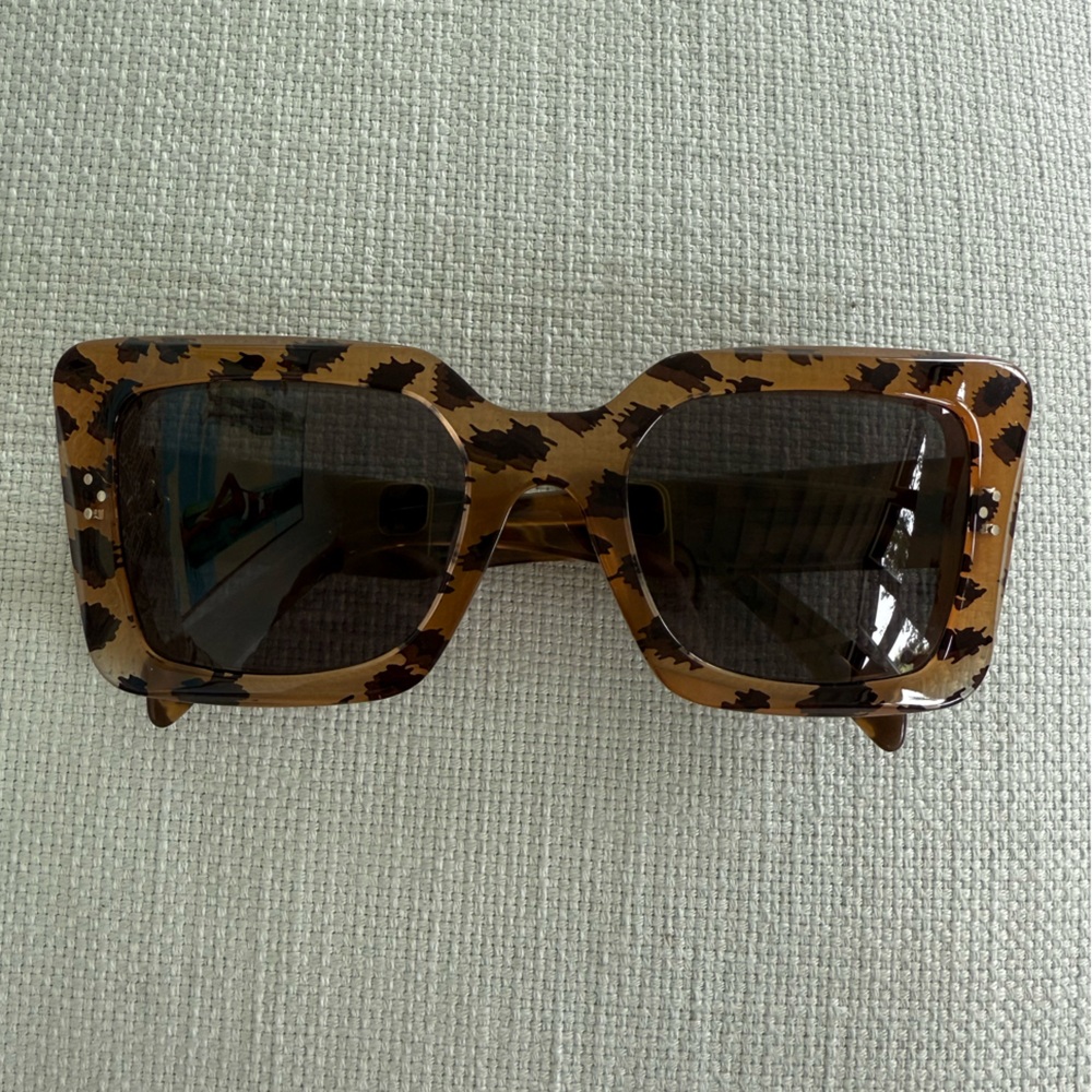 Leopard Print Square Sunglasses - image 1